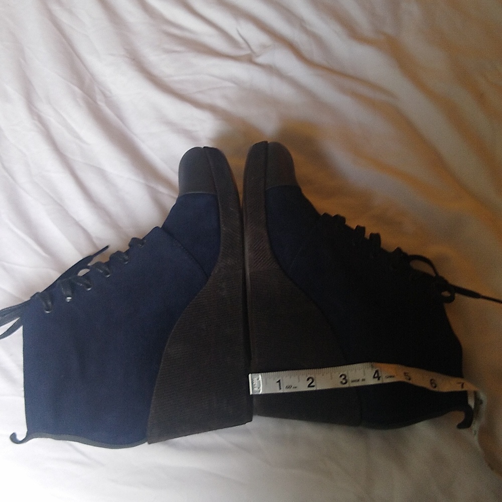 Coccoli wedge navy & black part suede ankle boots size 10